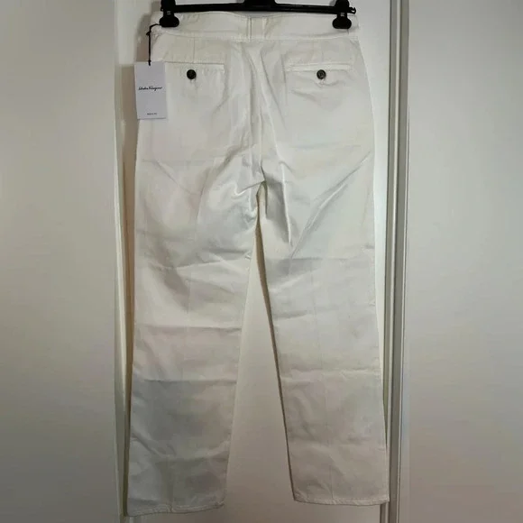 NWT Salvatore Ferragamo Men’s Off White Cotton Chino Pants Size 48 (US 33)